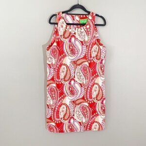 Cappagallo red white‎ jeweled sleeveless knee length shift dress - 12